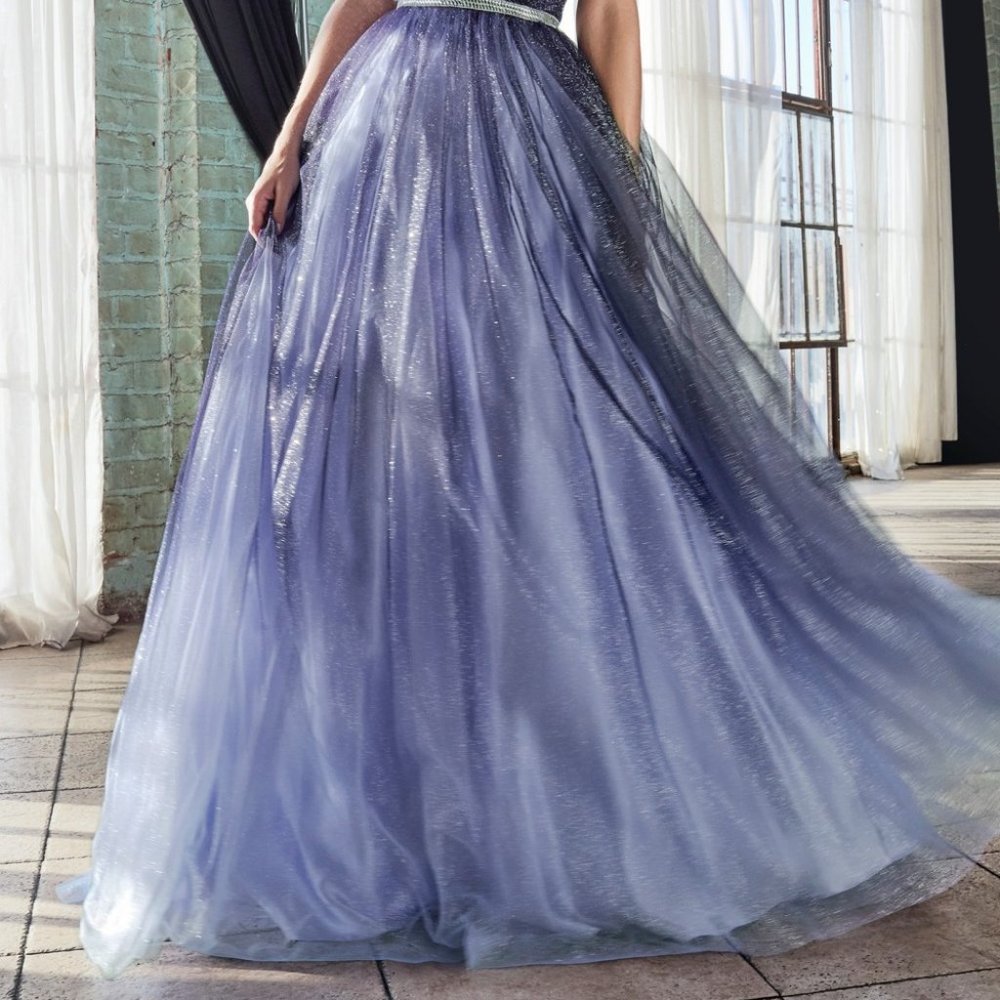 NAVY GLITTER OMBRE LAYERED BALL GOWN CDCB053 - Picture 4 of 4